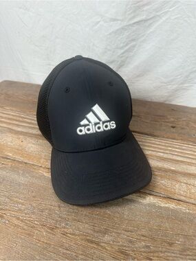 adidas Black Trucker Cap with White Logo